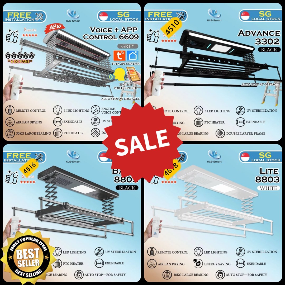 Latest Types Electric Clothes Drying Rack APP Control Automated Laundry ...