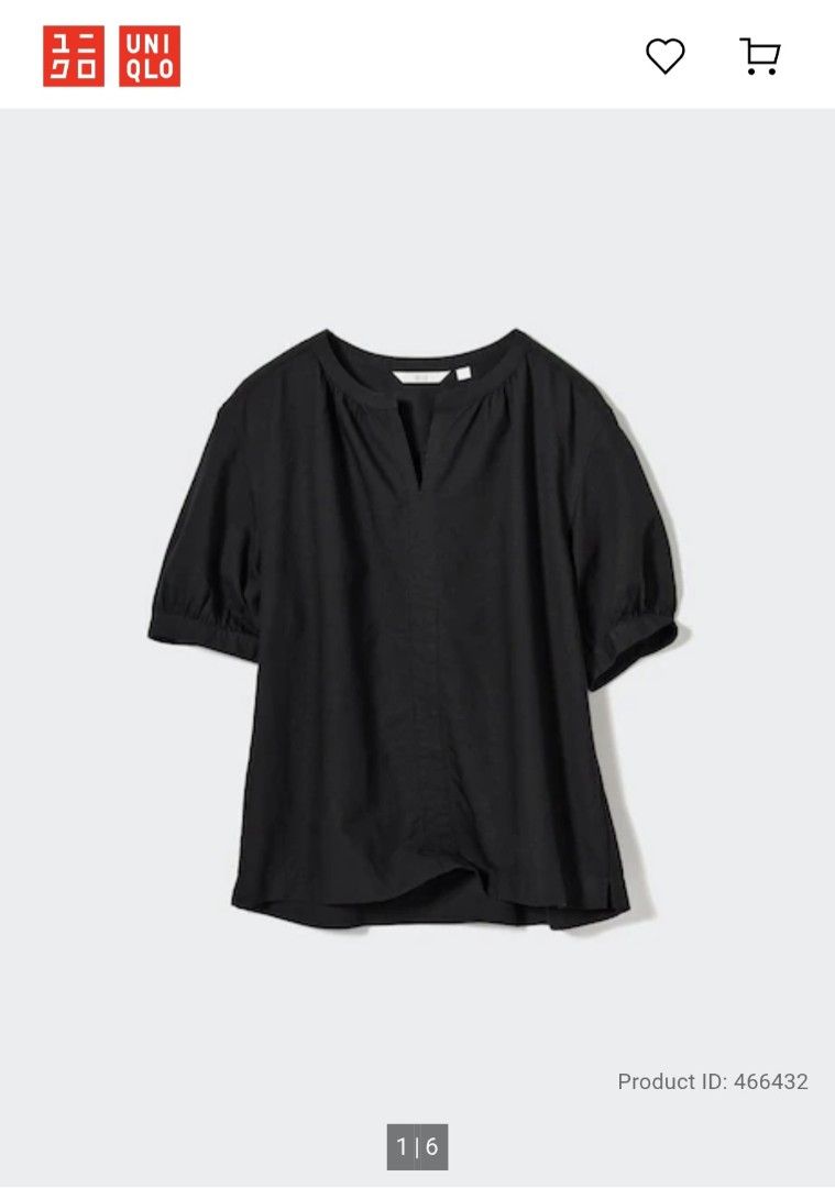 Linen Blend Volume Short Sleeve Blouse (Black) (Category: Blouses) located in Manila. Submitted by runedfour (Listing ID 1405280990, Image 2). Description: Brand new with tag..