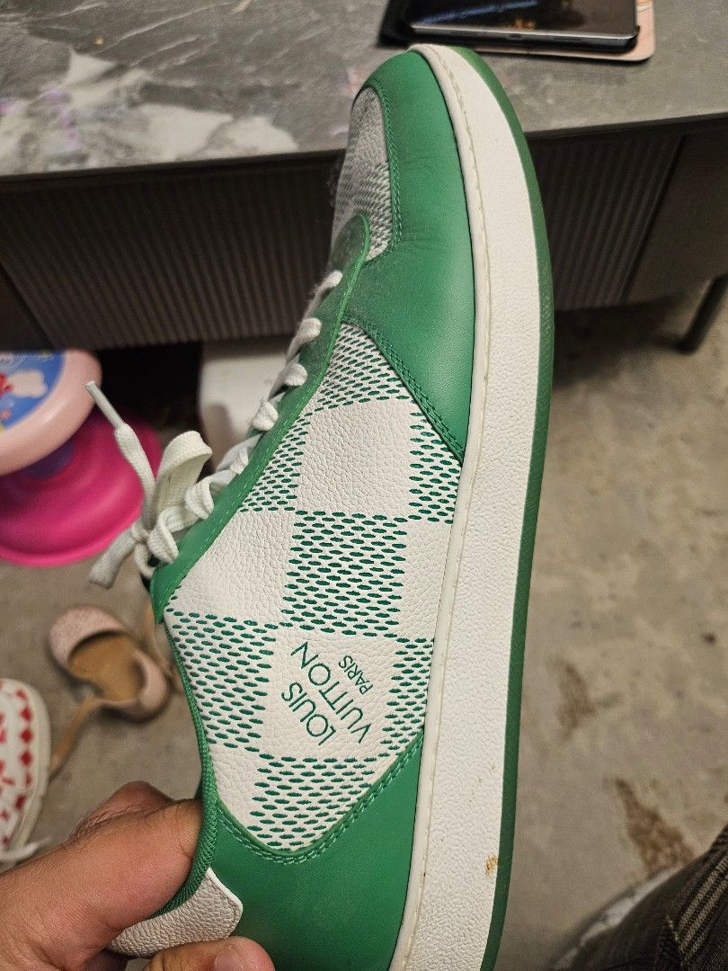 Louis Vuitton Green Checkerboard Sneakers (Category: Sneakers) located in Pasig City. Submitted by quickcloud.234705 (Listing ID 1405322425, Image 2). Description: Used once included everything Rivoli Green LV negotiable..