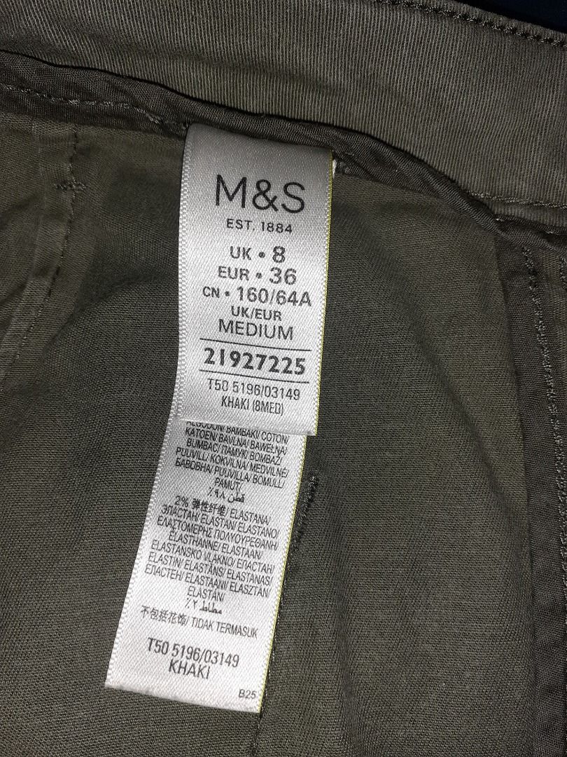 M&S Khaki Wide Leg Pants (Category: Other Bottoms) located in Manila. Submitted by adrestia (Listing ID 1405269775, Image 2). Description: - M&S Khaki Wide-Leg Pants - Size: UK 8 / EUR 36 - Waist 30" Length 38" - Features: Button closure, two front pockets - Fabric: Cotton-elastane blend - Rise: Medium - Fit: Relaxed - Color: Khaki.