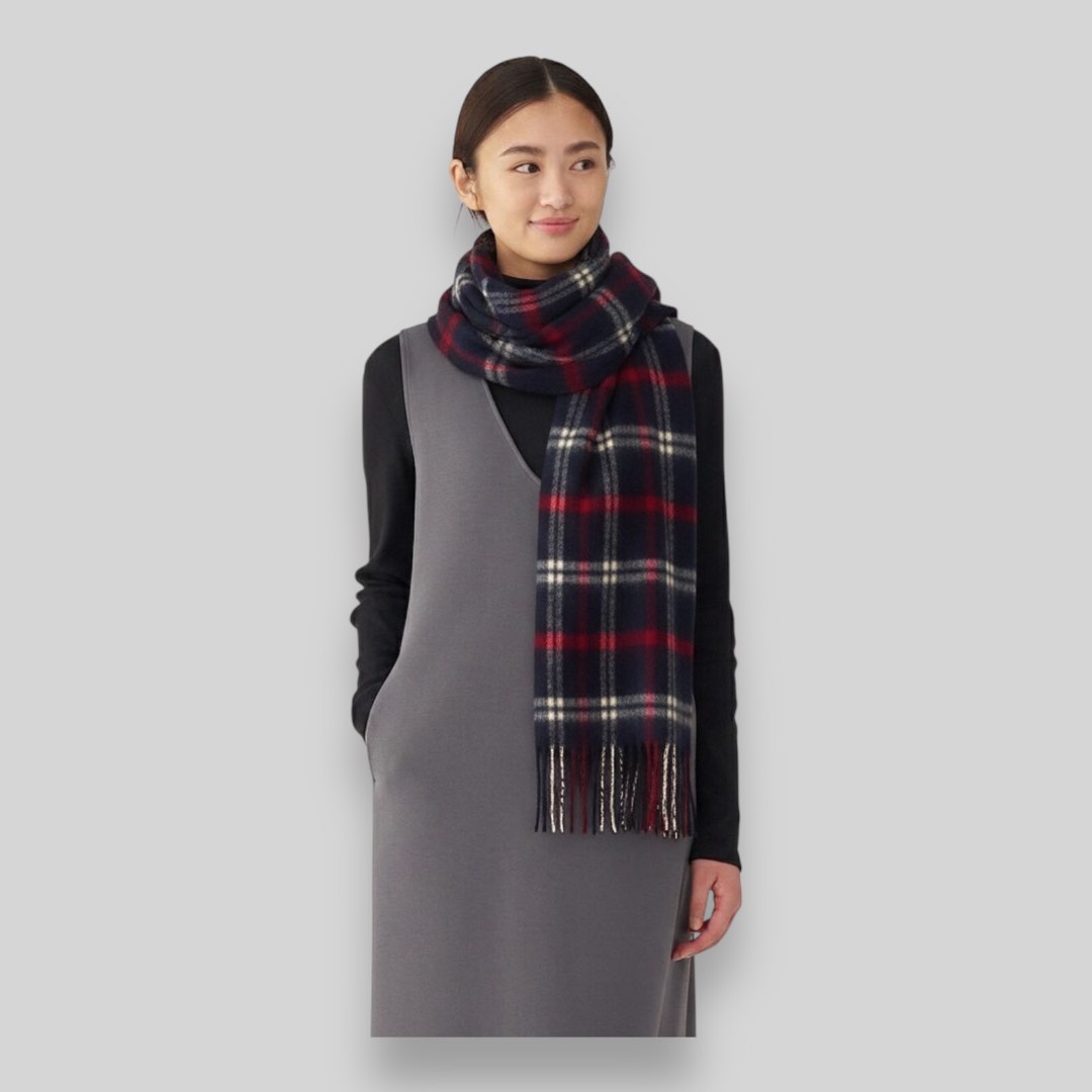 Pattern Muji MUJI Japan Fluffy Pure Wool Large Woven Plaid Pattern Stole/Shawl/Scarf ...