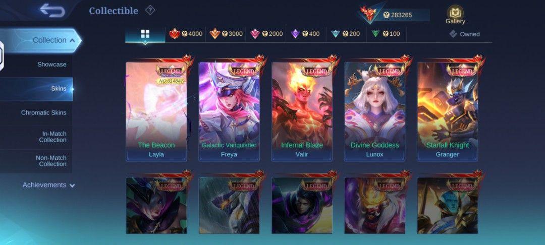 RUSH Mobile Legends Account - World Collector (Category: Others) located in Las Pinas. Submitted by buddybrown (Listing ID 1405339801, Image 2). Description: Rush Premium Main World Collector Account - Lots of Skins - High Winrate.