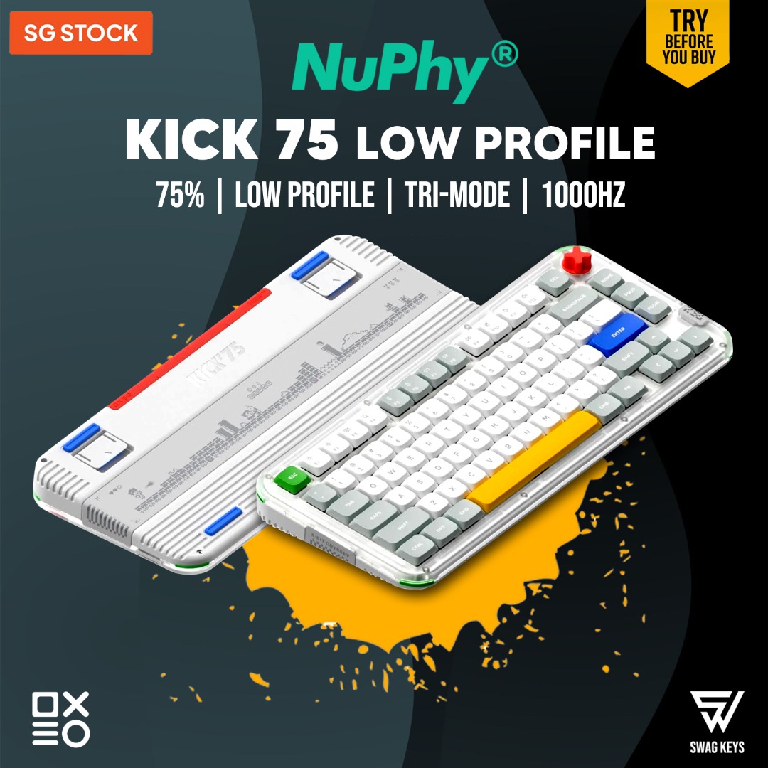 【SG】NuPhy Kick75 Low Profile Wireless RGB 75% Mechanical Keyboard Tri ...