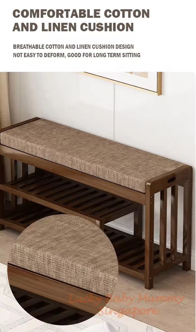 Cushion Rack Shoe Rack Cushioned Bench | Furniture Shoe Layers Rack | Wooden Shoe ...