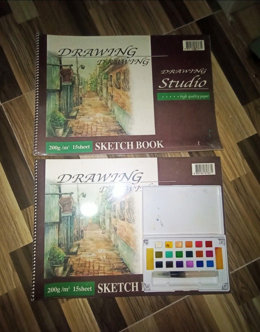 SKETCHBOOK WATERCOLOR TAKEALL (Category: Stationery & School Supplies) located in Maragondon. Submitted by wynne.picks (Listing ID 1405295111, Image 1). Description: - Sketchbook: SEALED 15 sheets, 200gsm paper - Watercolor Set: Includes various colors and a brush - Perfect for drawing and painting - Suitable for beginners and experienced artists.