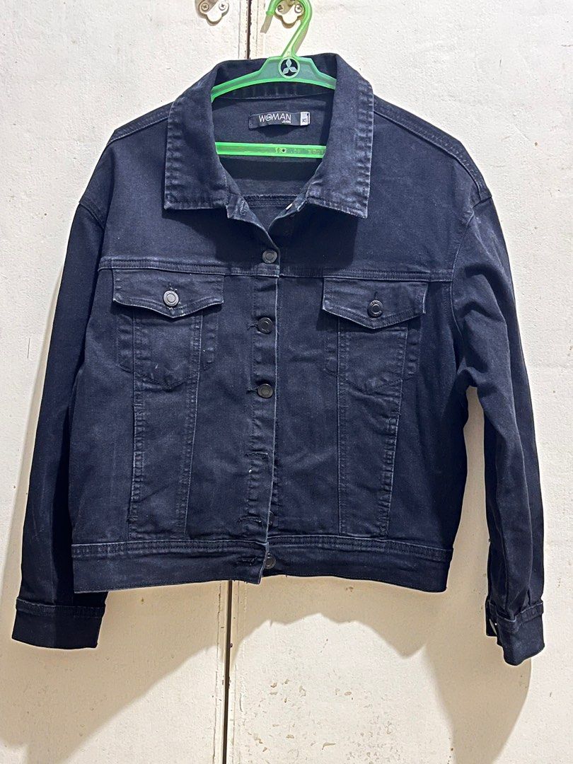 SM WOMAN black denim jacket (Category: Coats, Jackets and Outerwear) located in Angeles City. Submitted by scheherazade01 (Listing ID 1405268631, Image 1). Description: Xs on tag but fits small to med.