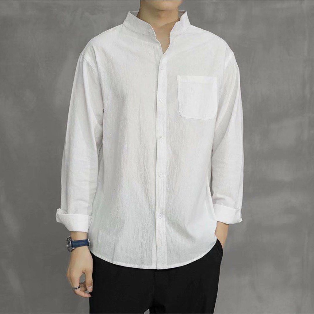 White Mandarin Collar Long Sleeve Shirt (Category: Tshirts & Polo Shirts ) located in Manila. Submitted by twabkeve (Listing ID 1405329219, Image 1). Description: RFS: Decluttering.