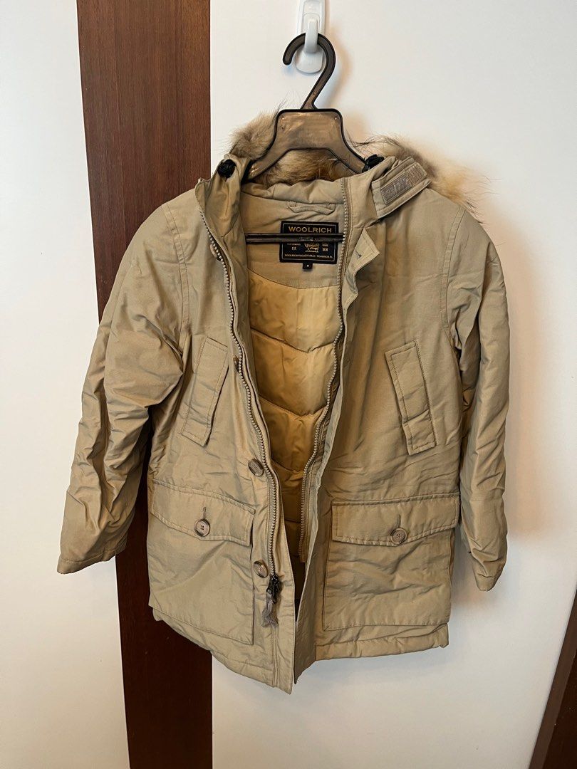 Winter Jacket (Category: Babies & Kids Fashion) located in Singapore. Submitted by fixbeck (Listing ID 1405203407, Image 2). Description: Woolrich winter jacket with detachable hood. Lightly used, like new. Bought in Germany. Son outgrew. Size - 8 Length - about 60cm from shoulder .