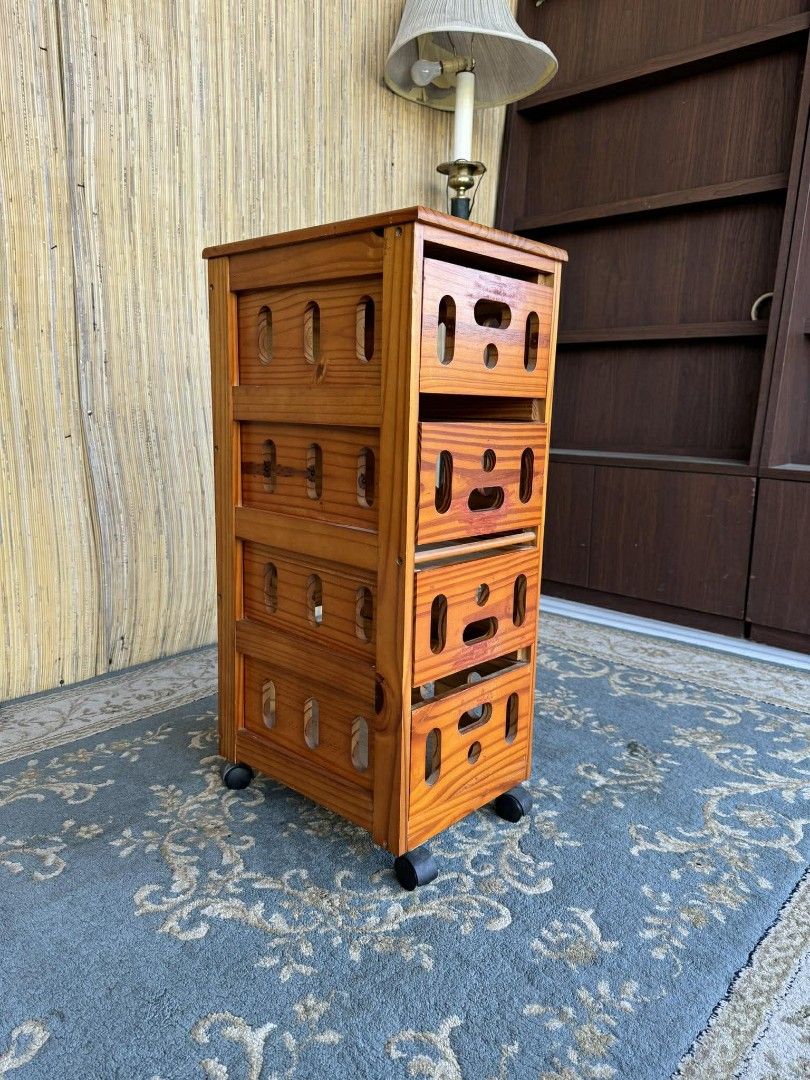 Wooden Storage Cabinet with Drawers (Category: Shelves, Cabinets & Racks) located in Manila. Submitted by eloizavill76462 (Listing ID 1405340710, Image 1). Description: Kitchen Trolley / Side Rack L12 x W16 x H31.5 In good conditiom.