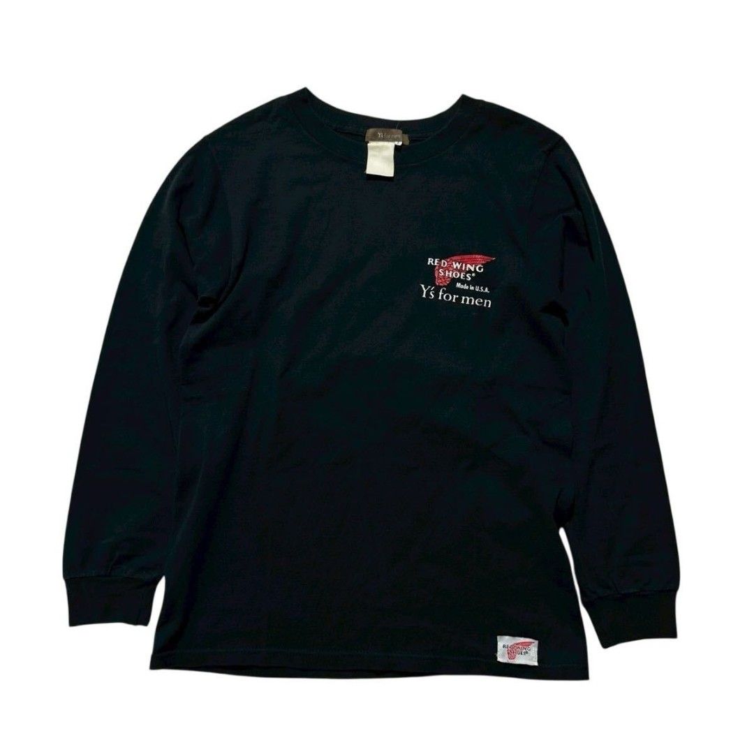 Y's for men x RED WING Red Wing Yohji Yamamoto Y's Pour Homme Long Sleeve T-Shirt (Category: Tshirts & Polo Shirts) located in Singapore. Submitted by lucianoz_2353 (Listing ID 1405326933, Image 2). Description: Well used Yohji Yamamoto Y's for men x RED WING rare long sleeve t-shirt. Measurements (laid flat): Shoulder width 43cm, Bust width 48cm, Sleeve length 60cm, Length 64cm *Please note that measurements are taken by an amateur, so please al