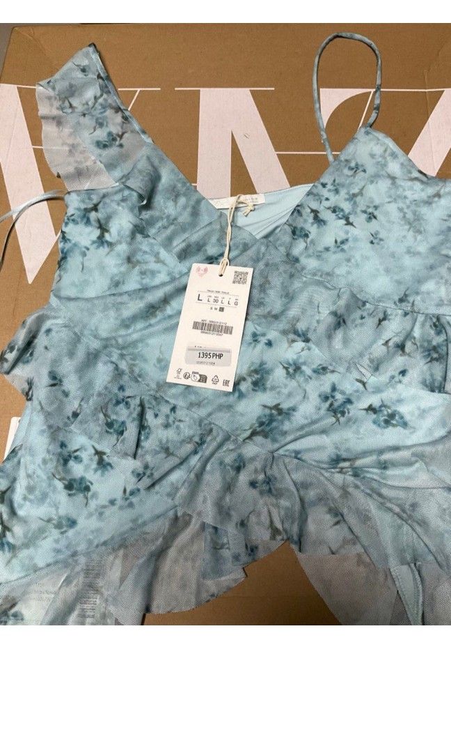 ZARA PRINTED TULLE TOP WITH RUFFLES L (Category: Sleeveless) located in Manila. Submitted by bkperks.atbp (Listing ID 1405185201, Image 3). Description: .