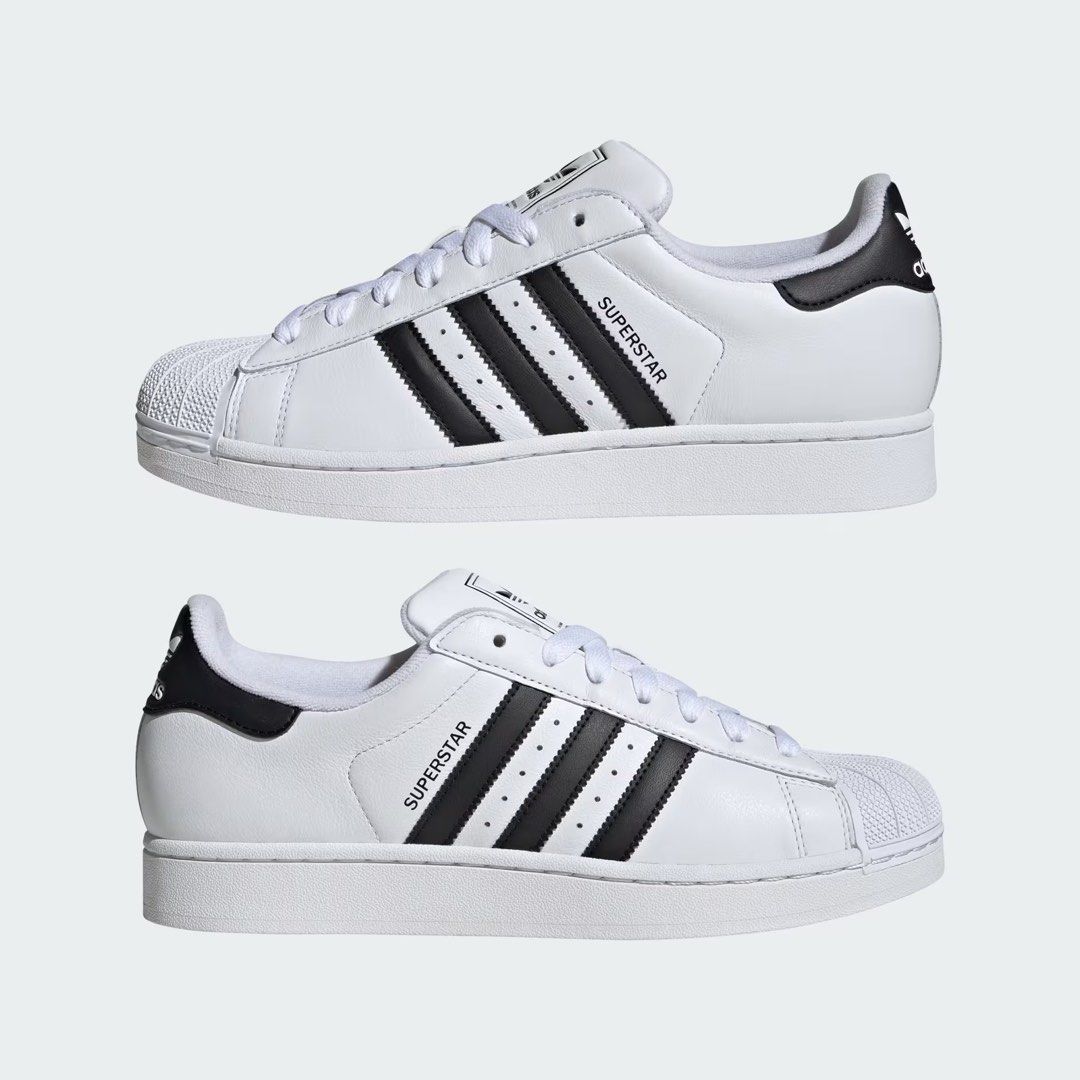 Adidas Superstar White Black Sneakers (Category: Sneakers) located in Pasig City. Submitted by Great_Finds (Listing ID 1405500204, Image 1). Description: - Adidas Superstar sneakers - White with black stripes - Iconic shell toe - Adidas branding on tongue and heel - "SUPERSTAR" printed on side - Clean white sole with black accents - Laced up - US size 11 UK size 10.5 - SRP = P5,500.