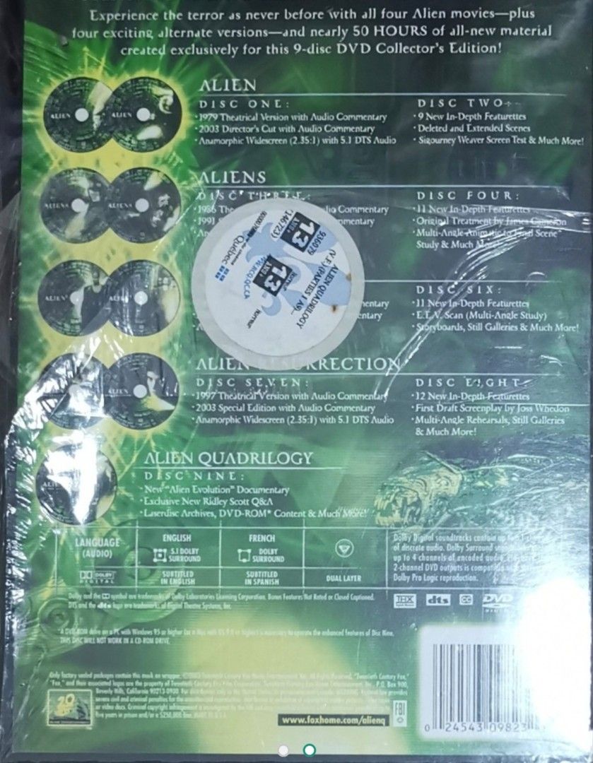 Aliens Quadrilogy, Scream and Indiana Jones movies DVD Boxset, Hobbies ...