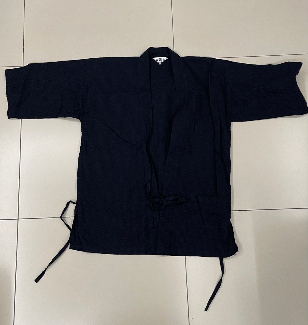 Black Kimono Set - Size L (Category: Sets & Coordinates) located in Manila. Submitted by shopandscore (Listing ID 1405448813, Image 3). Description: - Black kimono set (jacket and pants) - Size: Large - Features: - Jacket: Tie closure, pockets - Pants: Drawstring waist, ankle ties - Fabric: Textured - Label: Japanese characters.