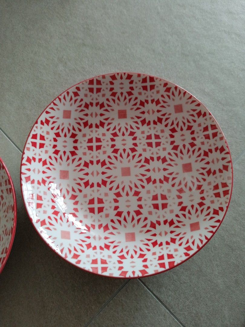 Brand New Set of 2 red Decorative ceramic Plates