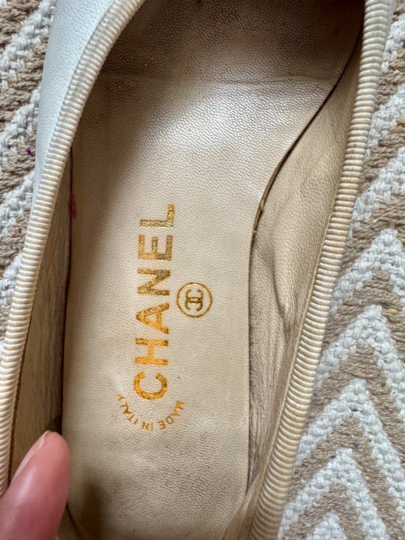 Chanel Cap Toe Ballet Flats - Size 36 (Category: Flats & Sandals) located in Davao. Submitted by rctongco7762375 (Listing ID 1405375940, Image 2). Description: Authentic Chanel Two-Tone Ballet Flats Size 36 Excellent exterior light insole wear Vibram soles added Shoes only.