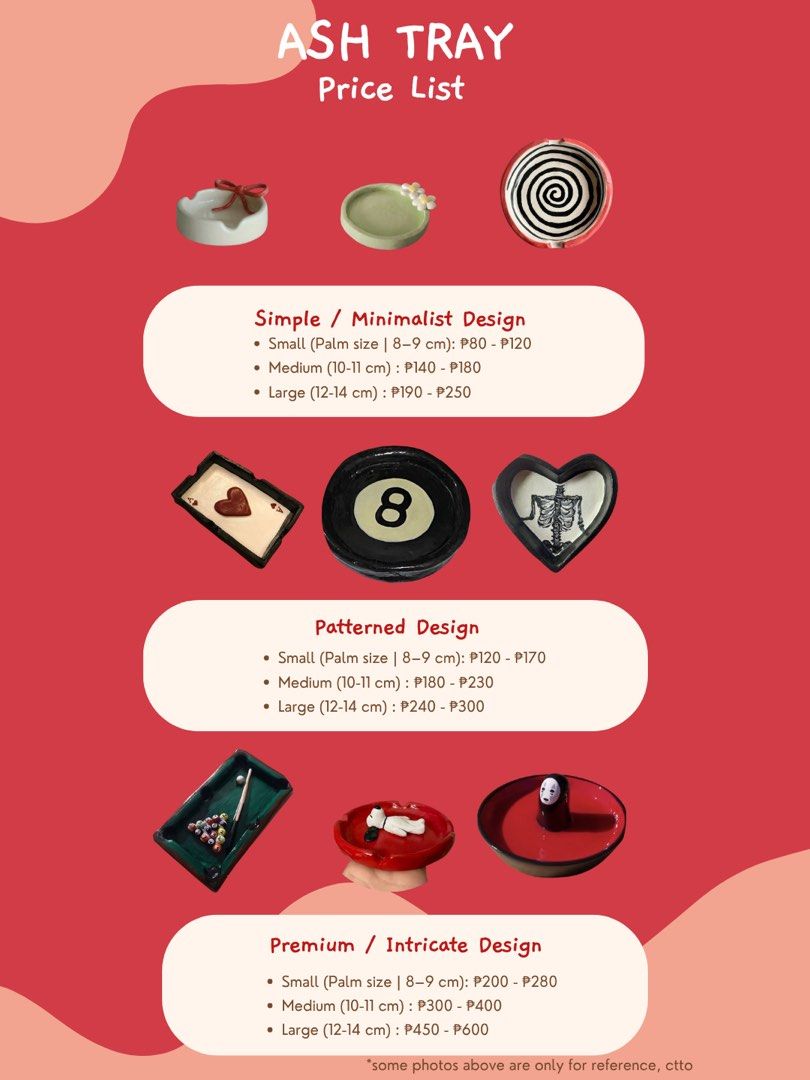 Customization Air dry clay items (Category: Handmade Craft) located in Cavite. Submitted by heyitsmork (Listing ID 1405514924, Image 1). Description: 🎨 Custom Handmade Items! 🎨 Looking for something unique and made just for you? 💖 I create custom ashtrays, lighter cases, keychains, and necklaces — all handmade with love and attention to detail! ✨ Check the images for sizes and prices. Some photos here are just for reference, ctto. Whether you 