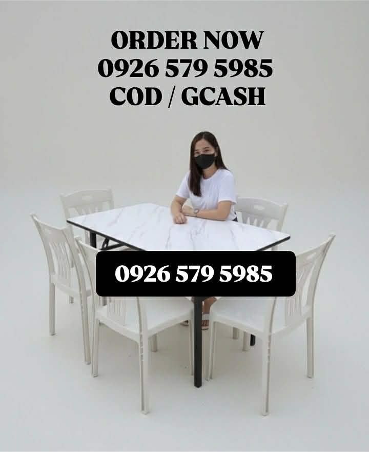 Dining Table Set with 6 Chairs (Category: Tables & Sets) located in Manila. Submitted by katttt214 (Listing ID 1405460312, Image 1). Description: Hampas chairs and folding table 💯 Legit na matibay 💯 Lowest price 💯 Maganda quality 💯 on hand mode of payment: cod or gcash taga deliver po mismo namin ang magdedeliver kaya sure po na walang damage.