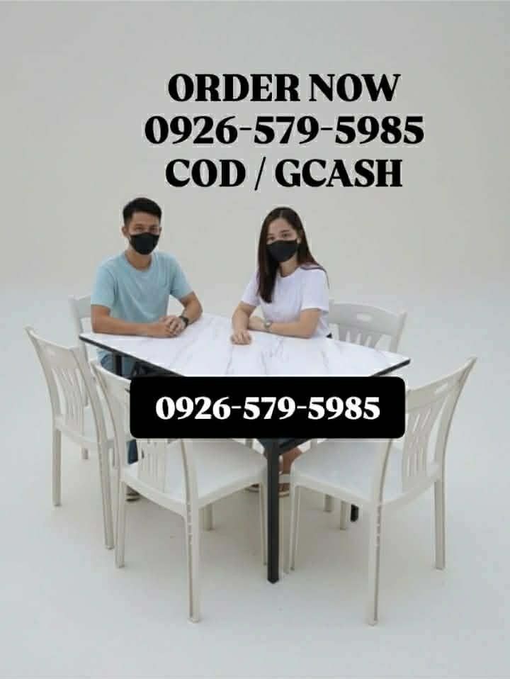 Dining Table Set with 6 Chairs (Category: Tables & Sets) located in Manila. Submitted by katttt214 (Listing ID 1405460312, Image 2). Description: Hampas chairs and folding table 💯 Legit na matibay 💯 Lowest price 💯 Maganda quality 💯 on hand mode of payment: cod or gcash taga deliver po mismo namin ang magdedeliver kaya sure po na walang damage.