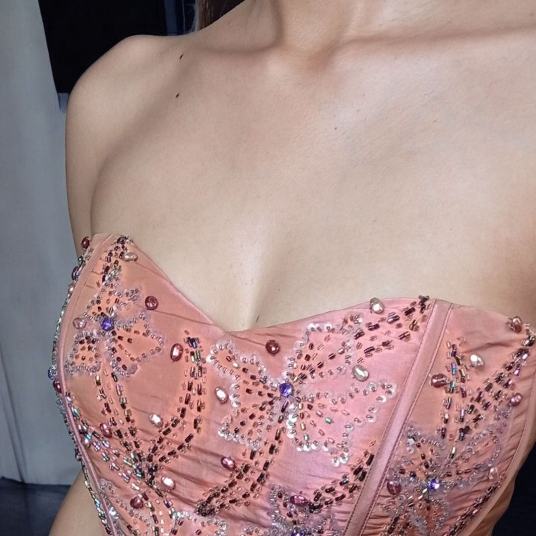 Embellished Corset Top | Peach (Category: Others Tops) located in Manila. Submitted by 0844a636fcbbe31a73e1ff4334c7e3 (Listing ID 1405411447, Image 3). Description: PRICE NEGOTIABLE—JUST CLICK "MAKE OFFER"! 🪻Peach corset top 🪻Intricate bead and sequin embellishments 🪻Strapless sweetheart neckline 🪻Back closure 🪻Perfect for special occasions 🍀Location: Pangasinan 🍀Payment first policy (check shop reviews for legitimacy check🩵) 🪻Pay via GC