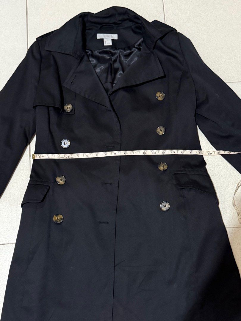 H&M Black Trench Coat Womens (Category: Coats, Jackets and Outerwear) located in Lipa City. Submitted by wantitneeeedit (Listing ID 1405436417, Image 3). Description: Size 34 pls see tag XS-S womens.
