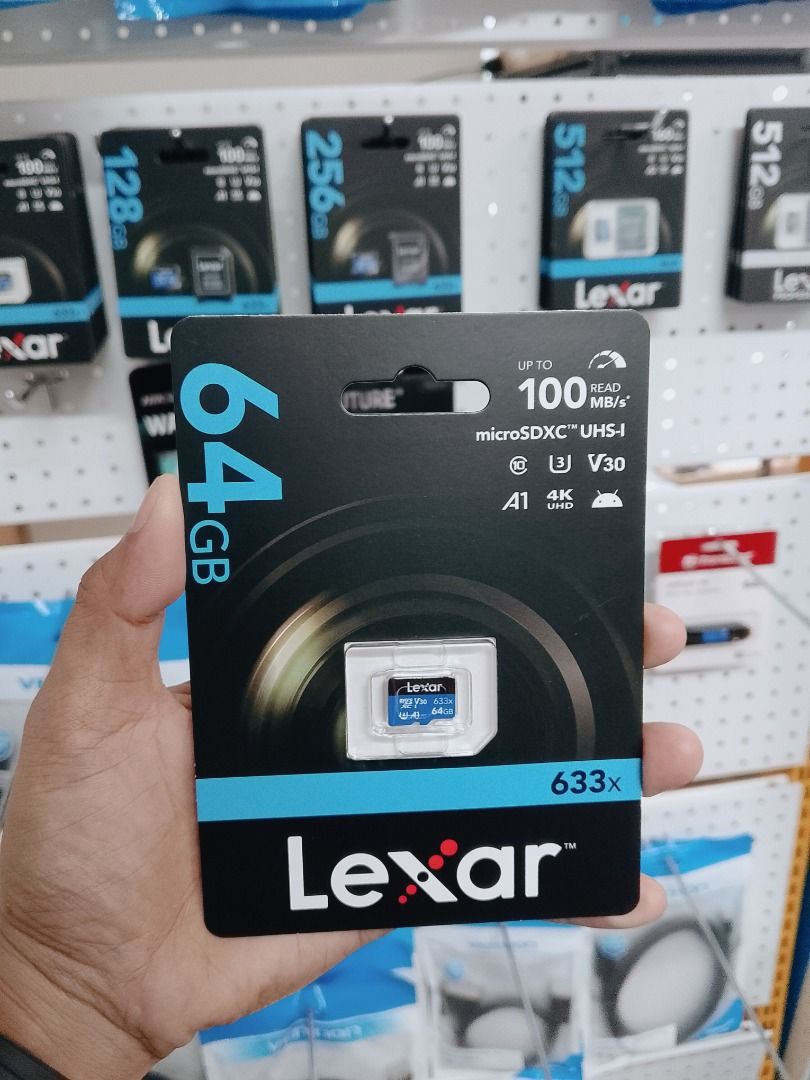 Lexar MicroSD Card 633x 64GB Class 10 microSDXC High Performance (Category: Memory & SD Cards) located in Pasig City. Submitted by technofuseofficial (Listing ID 1405407405, Image 1). Description: Lexar MicroSD Card 633x 64GB Class 10 microSDXC High Performance Brand New and Original Items Store Location: 4F Unit 402, 604 Shaw Boulevard, Barangay Kapitolyo, Pasig City Same Day Delivery: - Lalamove delivery within Metro Manila - For walk-ins: Alwa