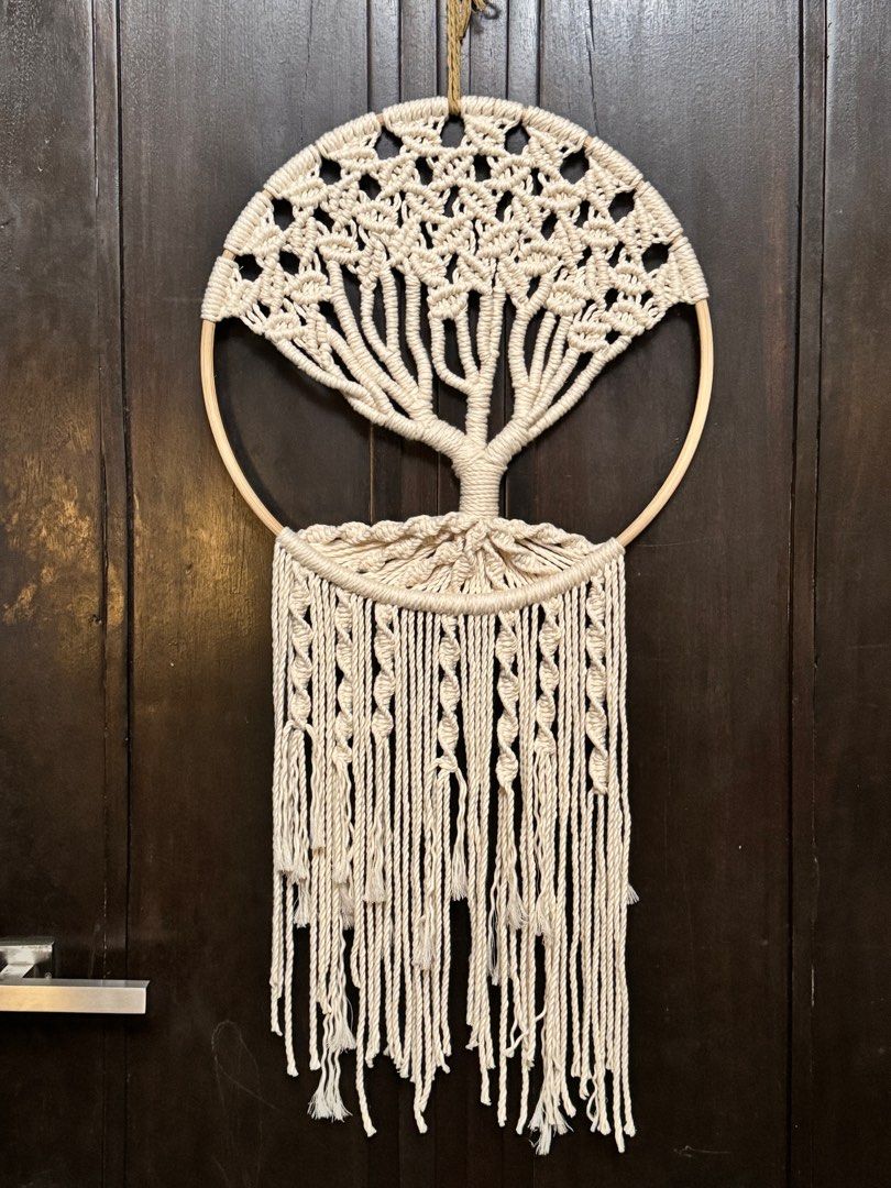 Macrame Tree of Life Wall Hanging (Category: Wall Decor) located in Pasig City. Submitted by sinta_studio (Listing ID 1405524258, Image 1). Description: 32 inches Ring- 16 inches .