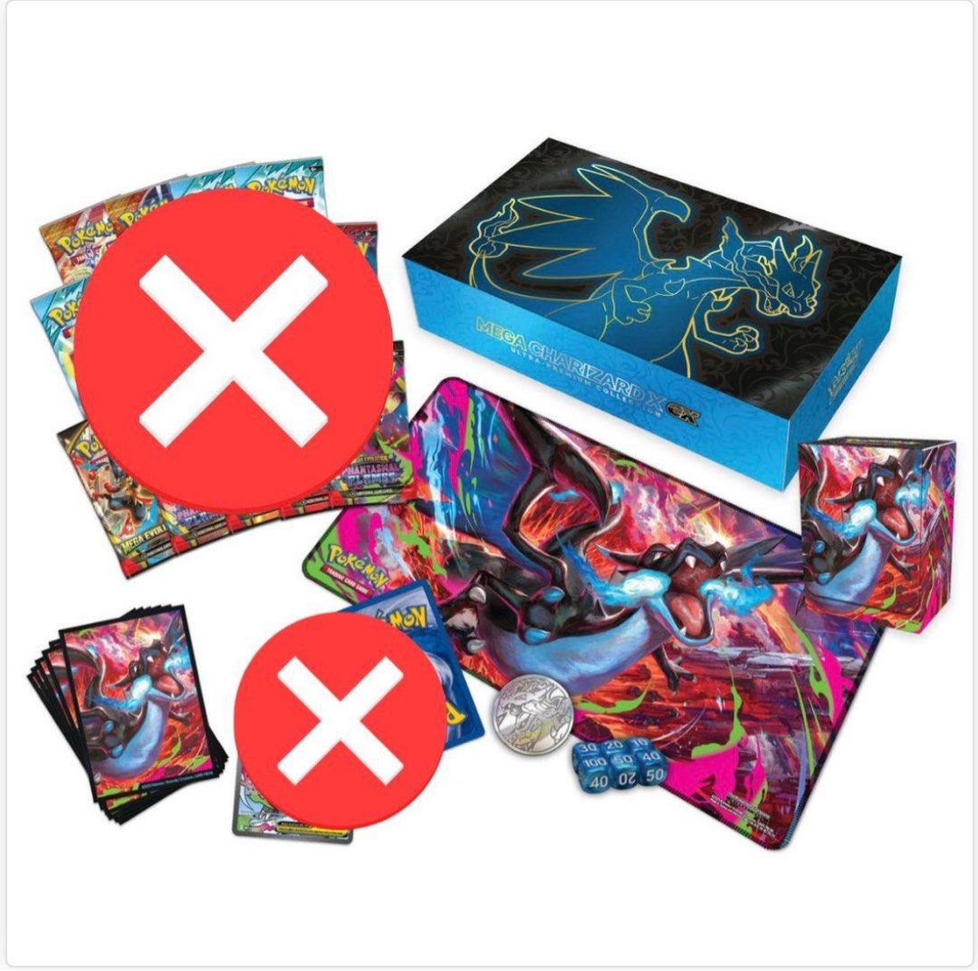 Mega Charizard UPC Accessory Bundle (Category: Vintage Collectibles) located in Singapore. Submitted by newtrogaming (Listing ID 1405459682, Image 1). Description: Newtro Charizard UPC Accessory Bundle: 1 Charizard UPC Outer Box 1 Charizard UPC Sleeve 1 Charizard UPC Coin 1 Charizard UPC Deck Box 1 Charizard UPC Dice Set 1 Charizard UPC Playmat Please read carefully before purchasing: Pre-Sale Basis: This is a pre-sale item. Estimated arrival is 