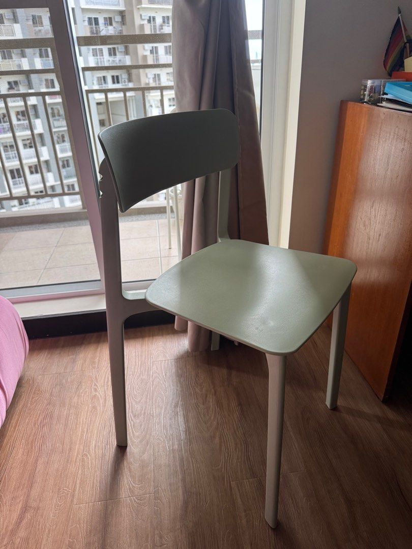 Dimensione Chair - Green (Category: Chairs) located in Mandaluyong City. Submitted by karuye_ (Listing ID 1405409853, Image 2). Description: - Modern light green chair - Curved backrest and square seat - Simple, minimalist design - Slender legs for stability - Ideal for dining or as an accent piece - Lightly used - Bought from dimensione for 3k+ LAST PRICE IS AS LISTED UNLESS YOU MAKE A REASONABLE OFFER.