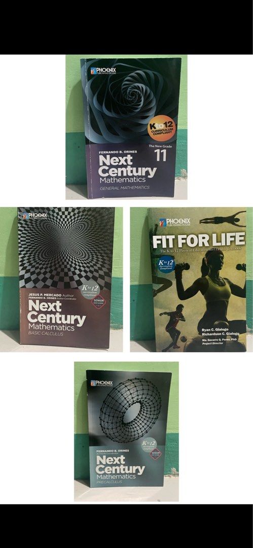 Phoenix Publishing House K-12 Textbooks (Category: Textbooks) located in Vigan. Submitted by ayiDeclutters (Listing ID 1405390106, Image 2). Description: - K-12 textbooks from Phoenix Publishing House. - Includes: - Next Century Mathematics (Basic Calculus, Precalculus, General Mathematics, Grade 11) - Pinagyamang Pluma - Fit for Life - Perfect for students. - Please inquire for individual book prices..