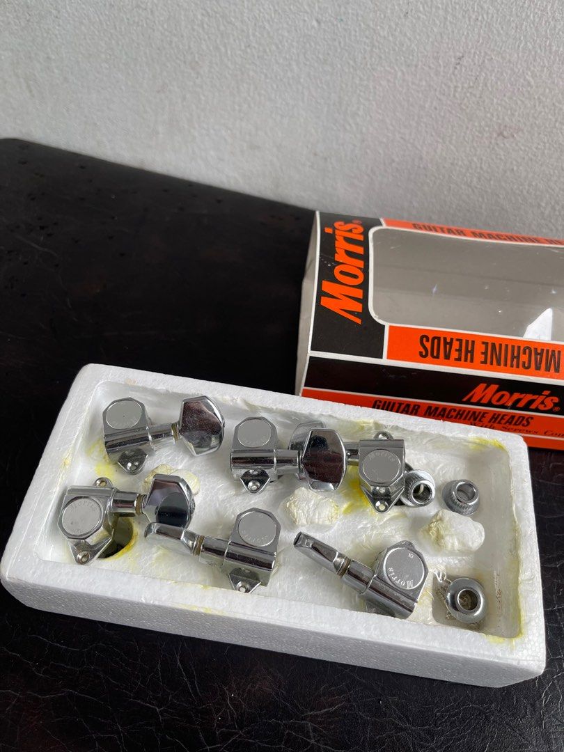 Rare Morris Guitar Machine Heads (Category: Musical Instruments) located in Manila. Submitted by thevintage90_sretro. (Listing ID 1405422236, Image 2). Description: Morris guitar machine heads (also known as tuning pegs or tuners) in their original packaging. These are geared mechanisms used for tuning stringed instruments by adjusting string tension. .
