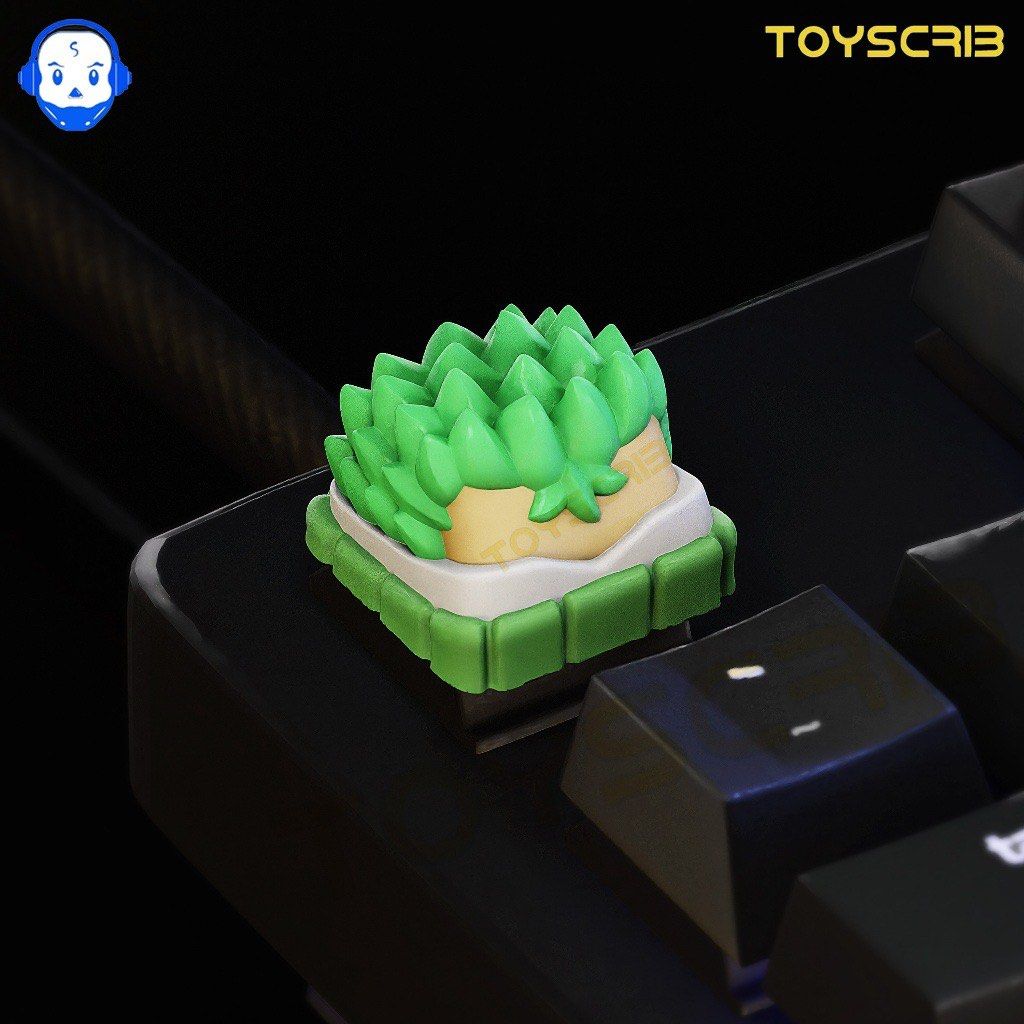 TOYSCRIB One Piece - Zoro Vol I keycap (Category: Computer Keyboard) located in Manila. Submitted by atoyzky (Listing ID 1405483310, Image 1). Description: - Custom keycap for mechanical keyboards. - Unique green, layered design. - Light-colored base. - Adds a fun, personalized touch to your keyboard..