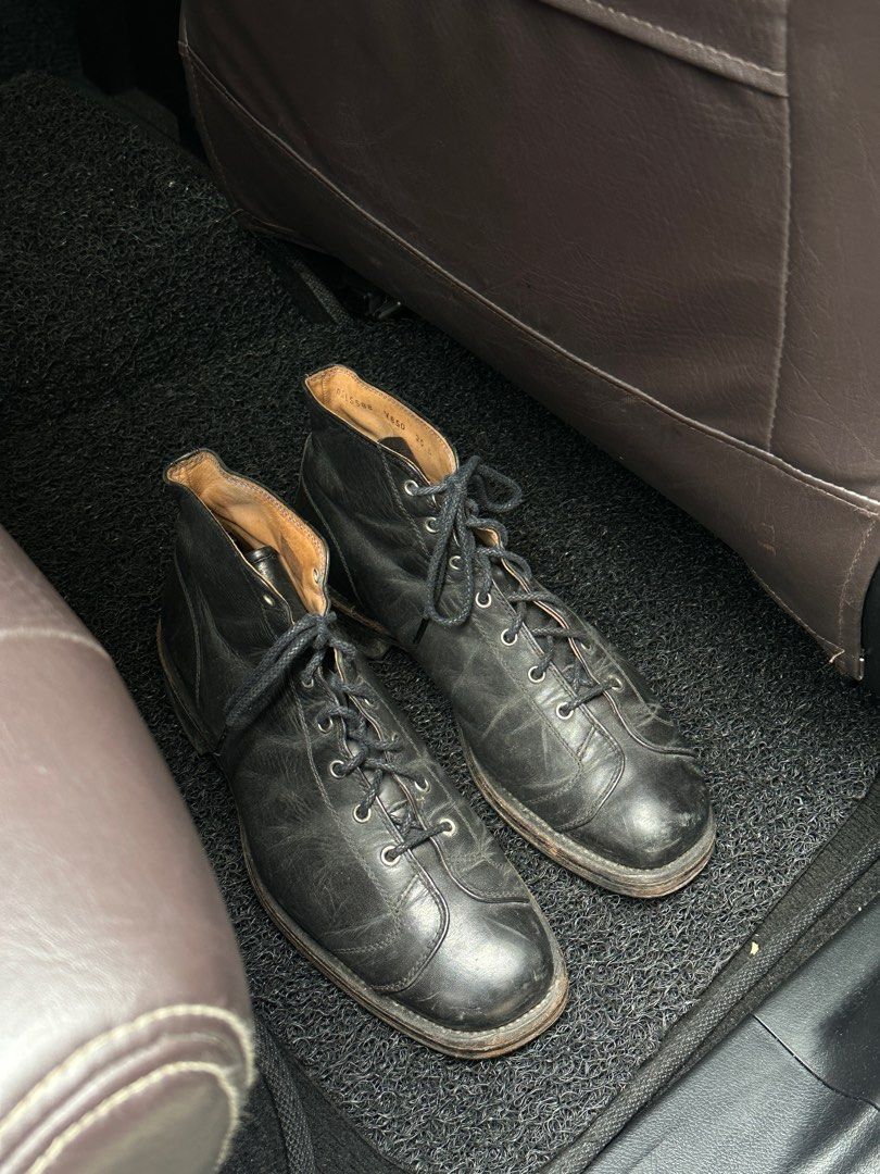 Vintage Leather Boots (Category: Boots) located in Quezon City. Submitted by nikoabl (Listing ID 1405393742, Image 3). Description: - Classic black leather boots - Lace-up design - Monkey Boots - Sturdy construction, vintage aesthetic - Size: 25 EE - Timeless style - Good Year Welted Repaired half sole.