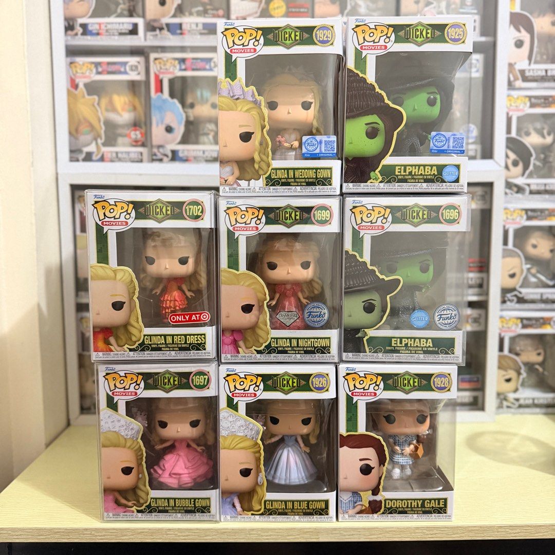 WICKED FUNKO POPS (Category: Designer & Blind Box Toys) located in Quezon City. Submitted by tokyobailey (Listing ID 1405428369, Image 1). Description: FS: Wicked Funko Pops Elphaba For Good Glittered SE - ❌ Elphaba Glittered SE - ❌ Dorothy - 800 Glinda in: Nightgown SE - ❌ Wedding Gown - ❌ Red Dress Target - ❌ Blue gown - ❌ Bubble gown - ❌ Never out of box Reservation = 50% of stated price (non-refundable; max 2 months) MOD: Lalamove/Grab/LBC on