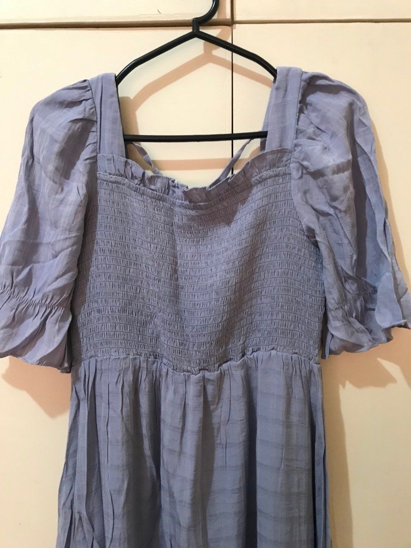 Blue Square Neck Dress - Size M (Category: Dresses) located in Quezon City. Submitted by rozch (Listing ID 1405570493, Image 3). Description: - Light blue dress - Square neckline - Short sleeves with ruffled cuffs - Smocked bodice - Flowing skirt with tiered hem - Lightweight fabric - Size M.