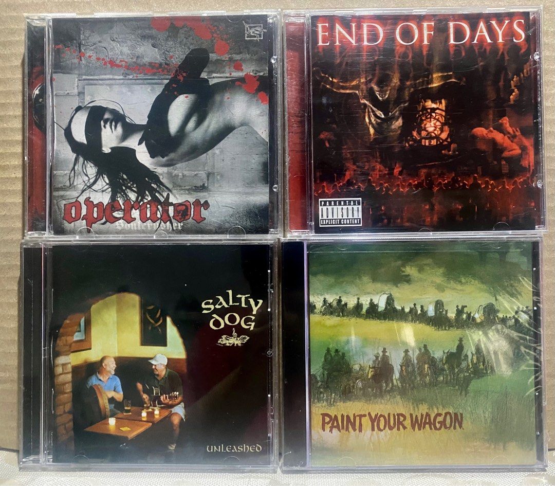 CD sale! (Category: CDs & DVDs) located in Angeles City. Submitted by lensongsong (Listing ID 1405580011, Image 1). Description: CD Sale! 1. Php180.00 OPERATOR Soulcrusher 2. Php180.00 END OF DAYS Music From And Inspired By The Motion Picture Featuring KORN / EVERLAST / PROFESSIONAL MURDER MUSIC /LIMP BIZKIT / GUNS N' ROSES /PRODIGY / ROB ZOMBIE / EMINEM / POWERMAN 5000 / STROKE / SONIC YOUTH / CREED 3. Php300.00 SALTY DOG Unleashed 4. Php400.00 