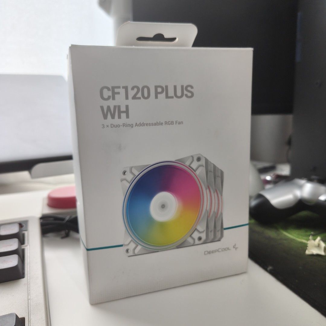 DeepCool CF120 Plus WH RGB Fan (Category: Computer Parts) located in Manila. Submitted by jackmarston (Listing ID 1405589371, Image 1). Description: DeepCool CF120 Plus WH RGB fan 3-fan pack. White fans with dual-ring addressable RGB lighting. price is negotiable.