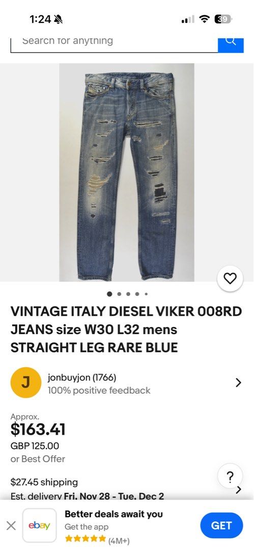 Diesel Viker 008RD Jeans (Category: Jeans) located in Cavite. Submitted by SOLEBEN (Listing ID 1405579227, Image 2). Description: Diesel Viker 008RD Jeans 100% Cotton Straight Leg Patchwork Trashed Design Actual Measurements: Waist - 32 Inseam-33 Leg Opening -7.75 Total Length-43 Price: 2,250.00.