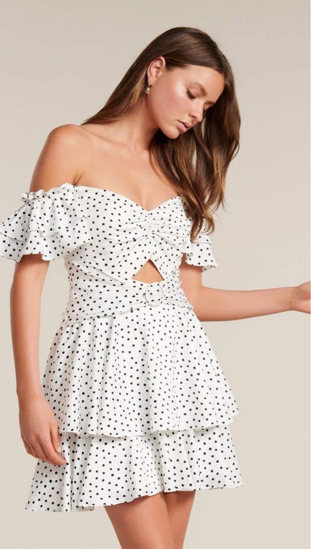 Ever New Off Shoulder Polka Dot Mini Dress (Category: Dresses) located in Cainta. Submitted by alesells (Listing ID 1405583583, Image 1). Description: Never used but there is a name on the tag. .