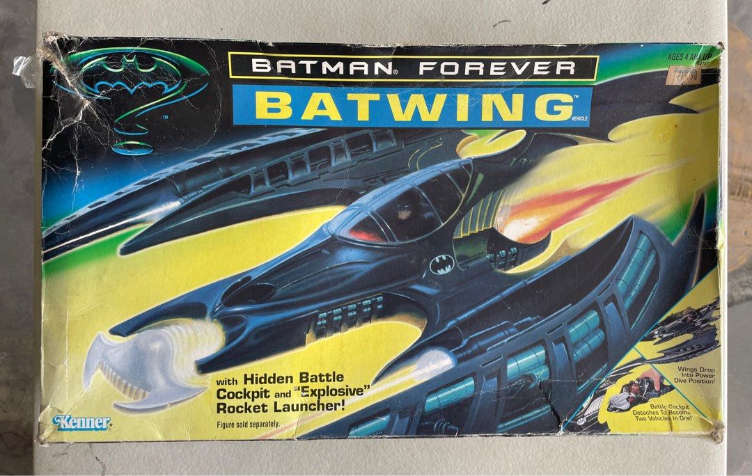 Kenner Batman Forever 1995 Vintage - Batwing (Category: Action & Battle Toys) located in Las Pinas. Submitted by kt_and_rc_selections (Listing ID 1405587923, Image 1). Description: PTPA. Thanks. Selling Batman Forever 1995 - Batwing Action Vehicle Brand : Kenner Condition : MIB ( box not pristine ) Location : ManCave Greenhills WYSIWYG RFS : Doubles Payment : Gcash Shipment : Lalamove or LBC c/o buyer’s expense.