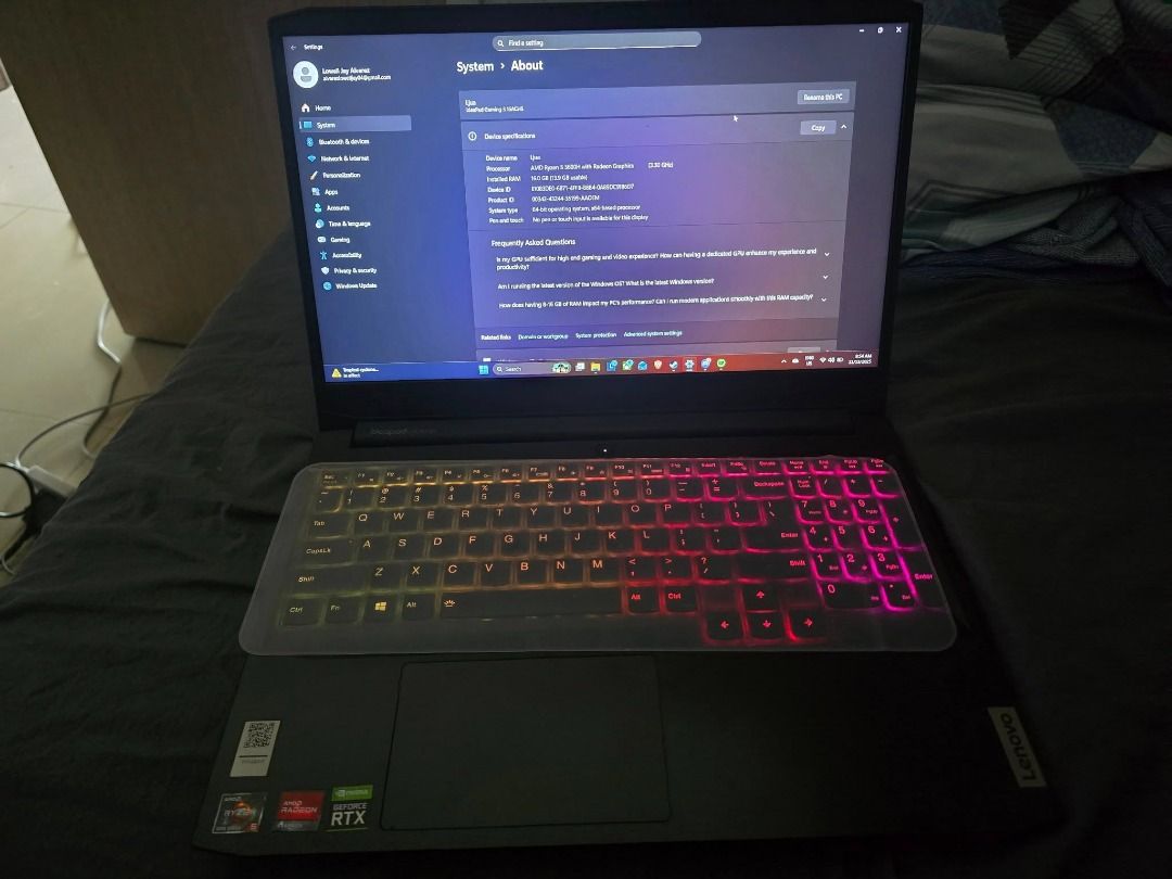 Lenovo Ideapad Gaming 3 (Category: Laptops & Notebooks) located in Manila. Submitted by alvarezlowelljay04 (Listing ID 1405694647, Image 2). Description: Lenovo Ideapad Gaming 3 🖥 SPECIFICATIONS ⚡ Ryzen 5 5600H – 6 cores, 12 threads. 🎨 15.6" FHD IPS 🐏 16GB RAM 🚀 1TB STORAGE 🎮 RTX 3060 🪟 Windows 11 🎮 Perfect for: • Gaming • Editing • Esports • Online class 💸 PRICE: ₱38,000 slightly nego.