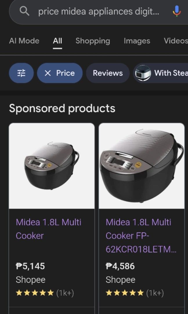 Midea Digital Rice Cooker (Category: Cookers) located in Caloocan City. Submitted by meet2get (Listing ID 1405701395, Image 2). Description: Midea 1.8L Digital Multi Cooker (BRAND NEW & SEALED) Description: Capacity: 1.8L Display: LCD Control: Button Pot: 1.7mm / Non-stick Rice Amount: 2–10 Cups Number of Menu: 8 Can Cook Rice Can Cook Congee Can Cook Porridge/Soup/Cold Rice Heating Cereals/Grain.