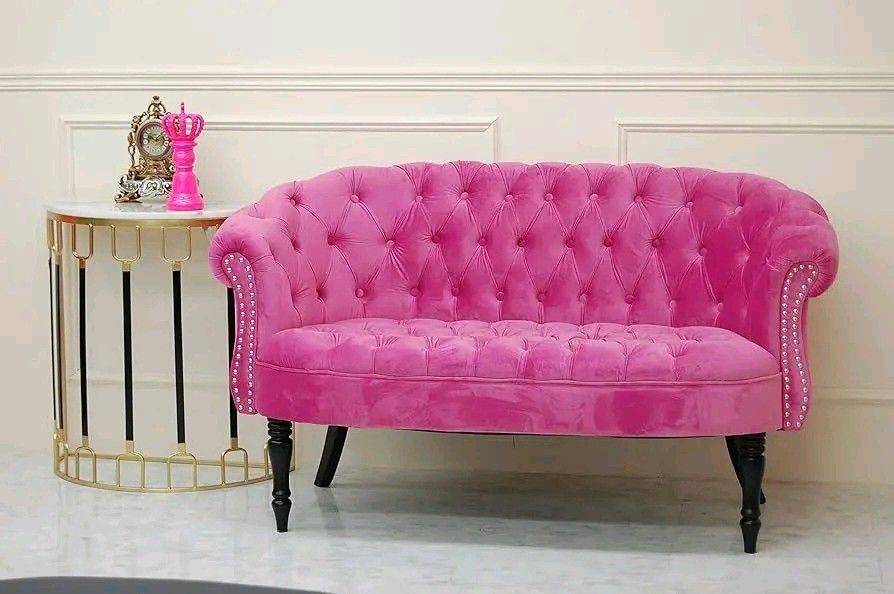 Pink Velvet Tufted Sofa (Category: Sofas) located in Manila. Submitted by eloizavill76462 (Listing ID 1405586810, Image 1). Description: Hot Pink Velvet Chesterfield Sofa / Loveseat Super Soft and Comfy!!! ANGGANDA!! MALINIS!! NO ISSUES!!! Google : This is a hot pink velvet two-seater Chesterfield sofa with nailhead trim *VIDEO ON COMMENT 58L x 25W x 15H seat height inches Sandalan height 31 inches In VERY good condition .