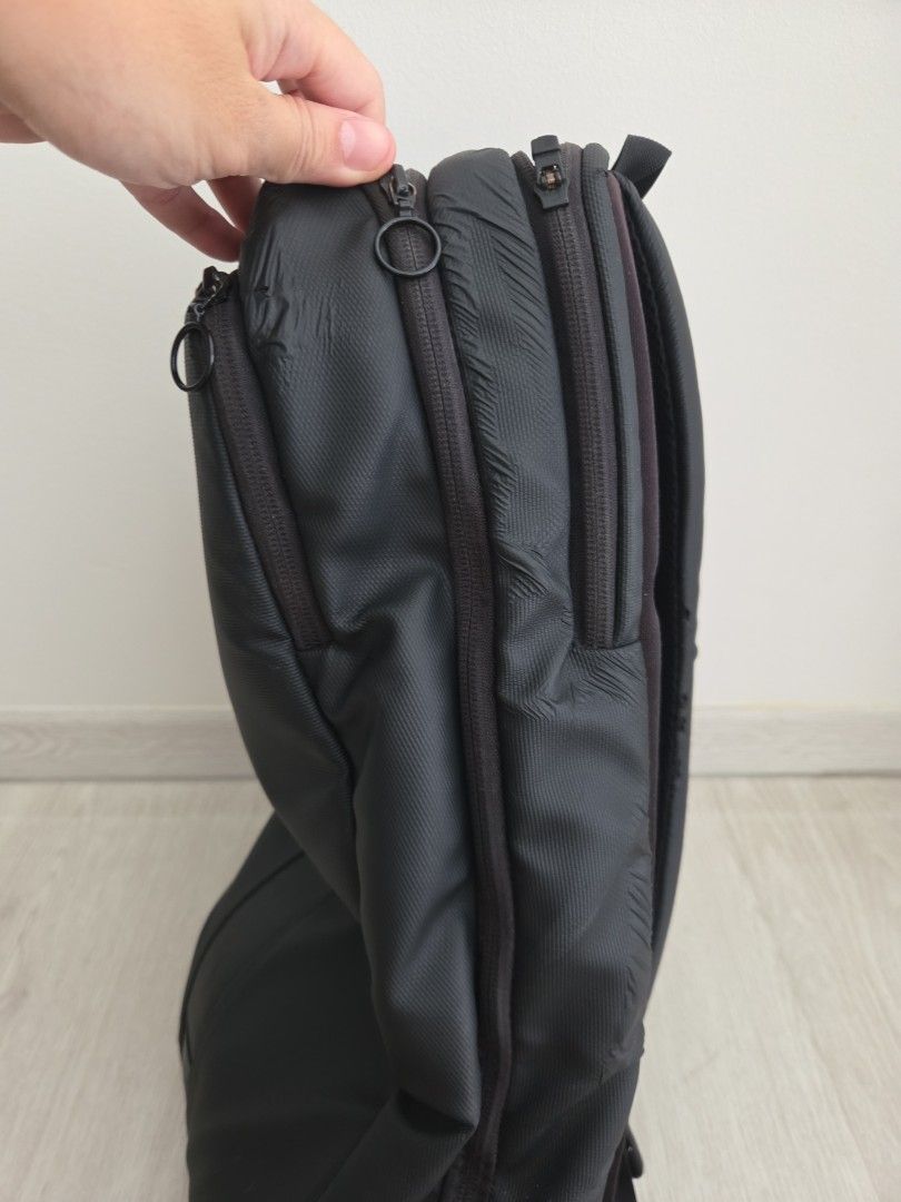 Rapha backpack (Category: Backpacks) located in Singapore. Submitted by dkjc81 (Listing ID 1405566462, Image 10). Description: - Stylish black backpack - Multiple compartments for organised storage; zips all working - Padded shoulder straps for comfort - Suitable for work, school, and travel - Measures 40 x 28 x 12cm - Fits a 14-in laptop comfortably - Signs of wear, but still fully functional.