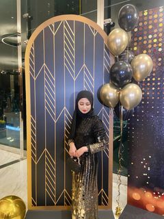 black gold dress malaysia Arabella Sleeveless Gold Foil High Slit Formal Dress - Black | Occasion  Dress in Sizes XXS–6X main image 1