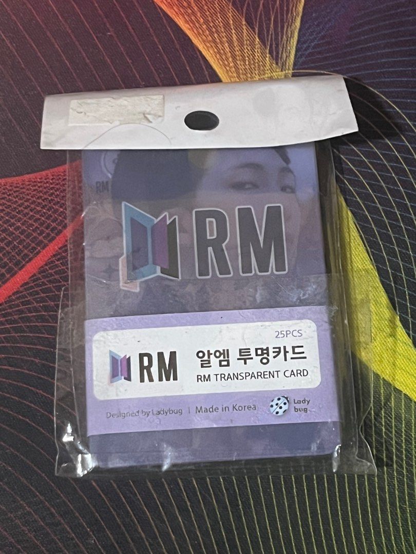 RM Transparent Photocard (Category: K-Wave Merchandise) located in Taguig. Submitted by random.stuff31 (Listing ID 1405528371, Image 2). Description: - RM BTS photocard set - 25 pieces - Designed by Ladybug - Made in Korea - Features RM - Sealed in original packaging.