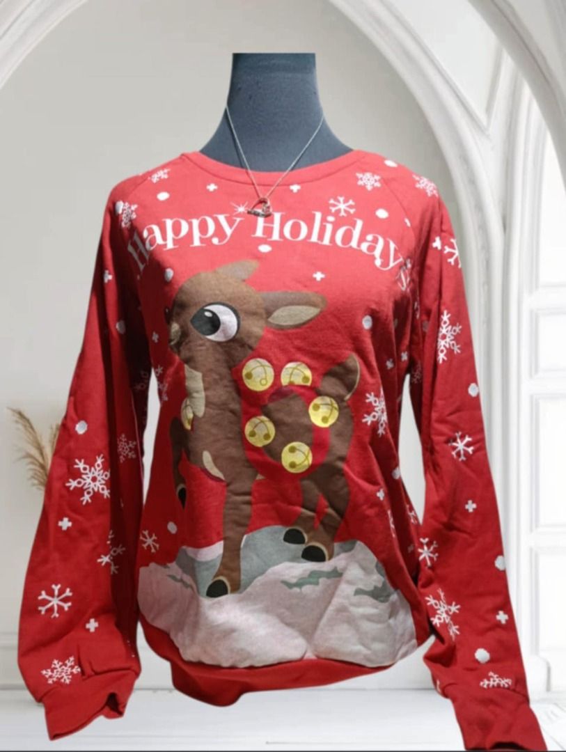 Rudolph Sweatshirt Christmas Holiday. EUC (Category: Coats, Jackets and Outerwear) located in Baguio. Submitted by u.shop.php (Listing ID 1405633226, Image 2). Description: Rudolph Sweatshirt L on tag Excellent Used Condition .