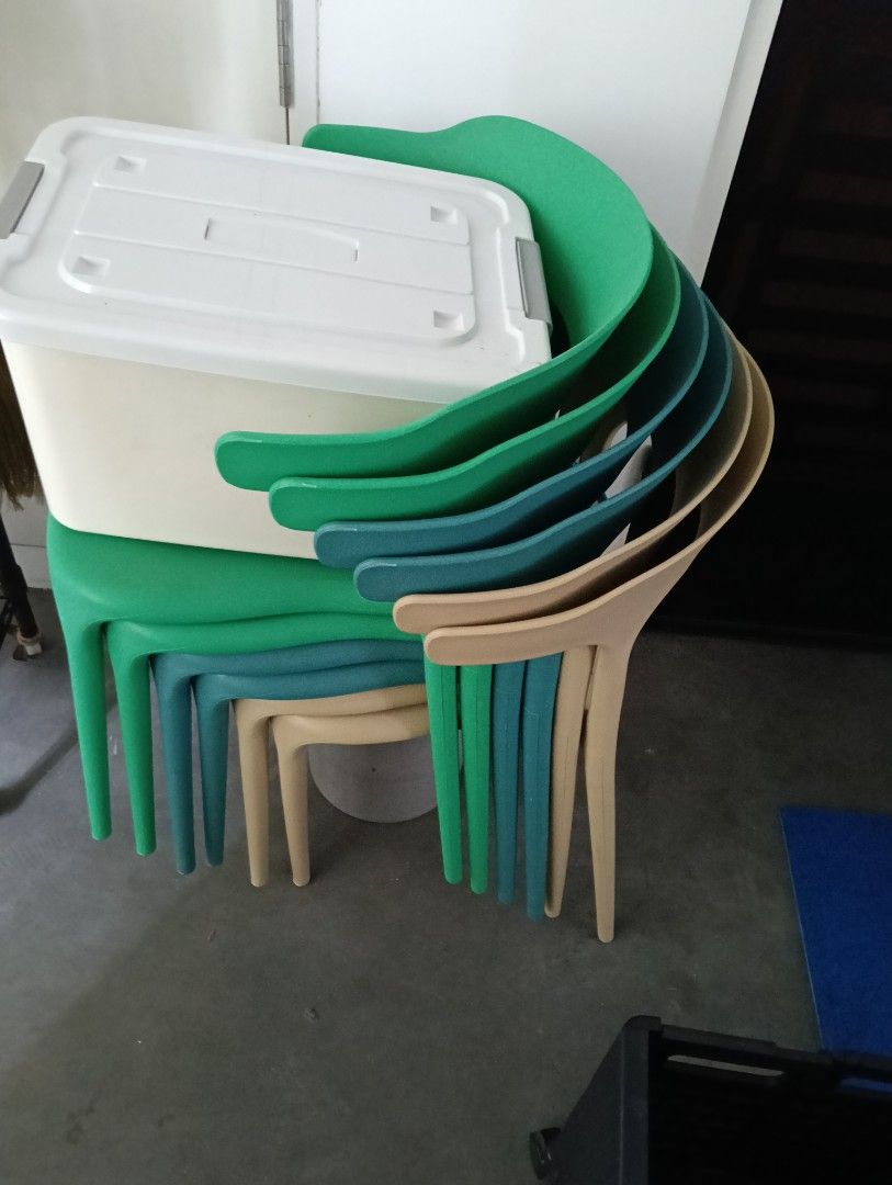 Stackable Plastic Chairs - Set of 6, Furniture & Home Living, Furniture ...