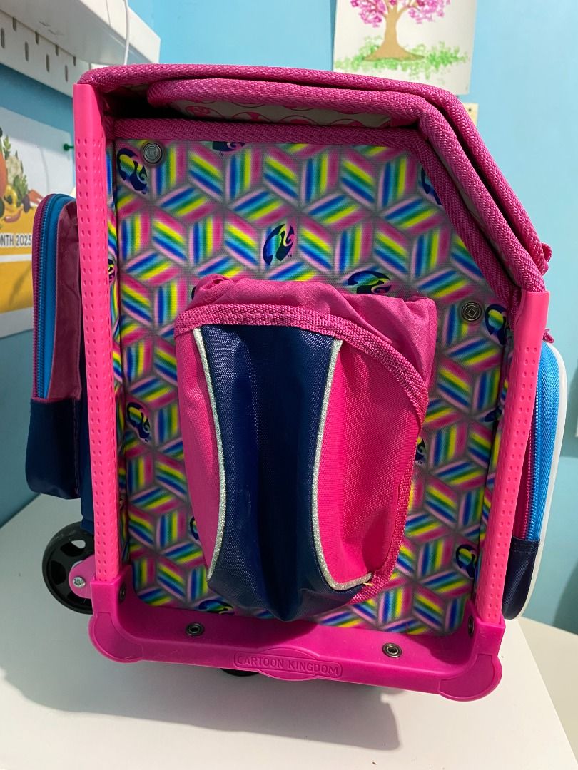 Trolley School Bag (Category: Other Babies Going Out Needs) located in Santa Rosa. Submitted by bini-benta (Listing ID 1405703563, Image 3). Description: School bag equipped with four wheels and a retractable handle. Large rectangular case designed in waterproof and resistant fabric. It has a stable base so the bag doesn't over easily. Original price: P 5800 Bought in SM RFS: the new school has no ramp Used once only.