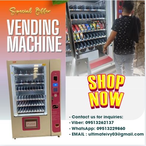 Vending Machine Cooling Snacks & Cold Drinks Etc. (Category: Home Improvement Tools & Accessories) located in Caloocan City. Submitted by chaseolive35337 (Listing ID 1405630620, Image 1). Description: Name: Vending Machine Model: ZD-ZL21.5-ULT Size: H:1950mm*W:1180mm*L:920mm Weight: about 300kg. Rated Voltage: AAC220V/50Hz( Can adjust For Your Need) Protection against Electric Shock Rated Power : 600W Product To Sell: Snacks / Water / Cup Noodles